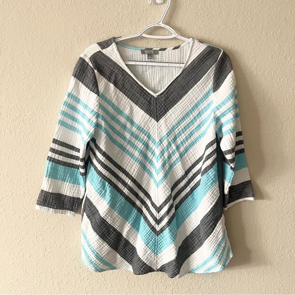 Habitat Clothes To Live In Top Gauze Top Blouse V Neck Size S Cotton